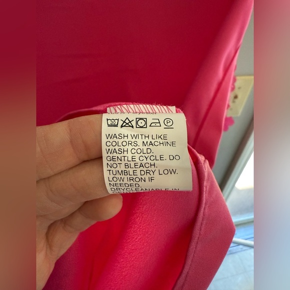 SHEIN Women’s Pink Dress SZ MD Floral Shear Long Sleeve Scalloped Neck Line - Picture 5 of 11